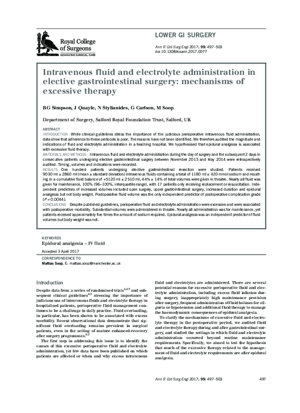 (PDF) Intravenous fluid and electrolyte administration in elective ...
