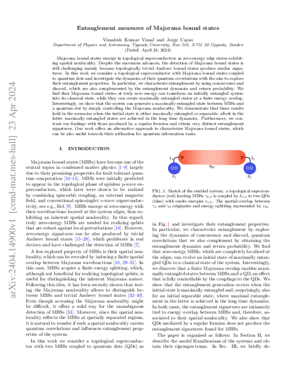 (PDF) Entanglement measures of Majorana bound states