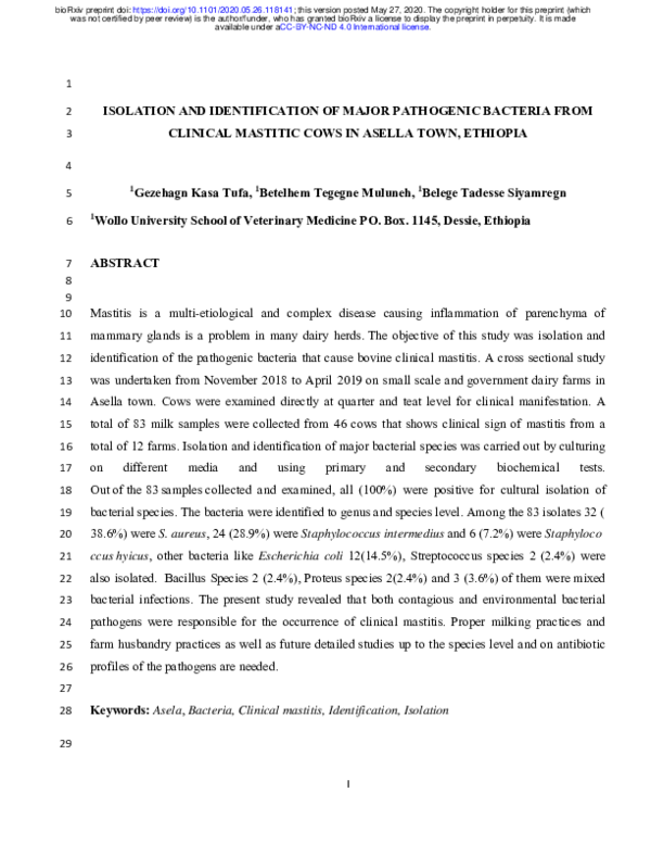 (PDF) Isolation And Identification Of Major Pathogenic Bacteria From ...