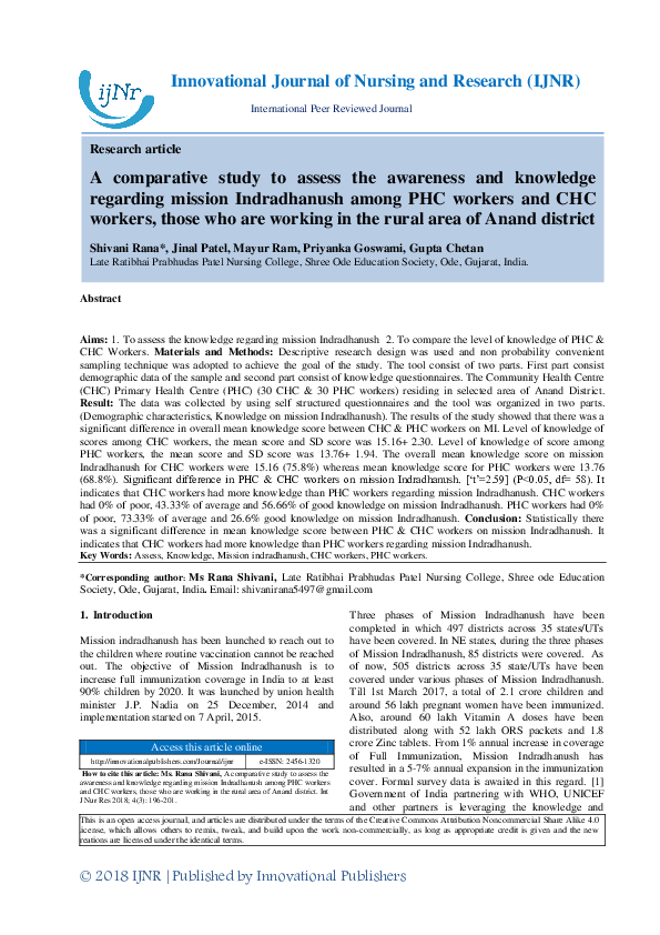 (PDF) A comparative study to assess the awareness and knowledge ...