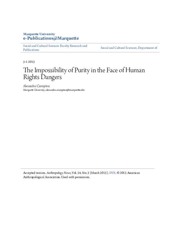 (PDF) The Impossibility of Purity in the Face of Human Rights Dangers