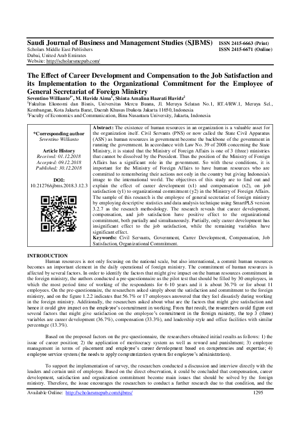 (PDF) The Effect of Career Development and Compensation to the Job ...
