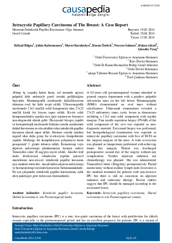 (PDF) Intracystic Papillary Carcinoma of The Breast: A Case Report