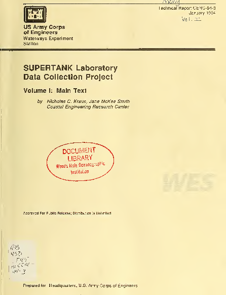 (PDF) SUPERTANK Laboratory Data Collection Project : volume I, main ...