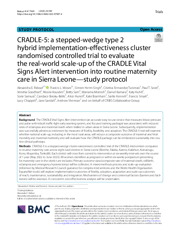 (PDF) CRADLE-5: a stepped-wedge type 2 hybrid implementation ...