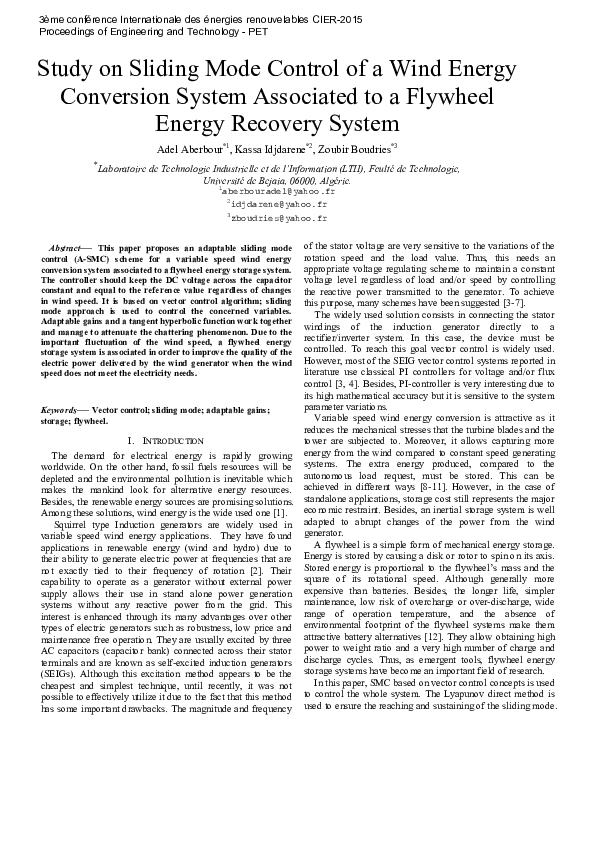 (PDF) Study on Sliding Mode Control of a Wind Energy Conversion System ...