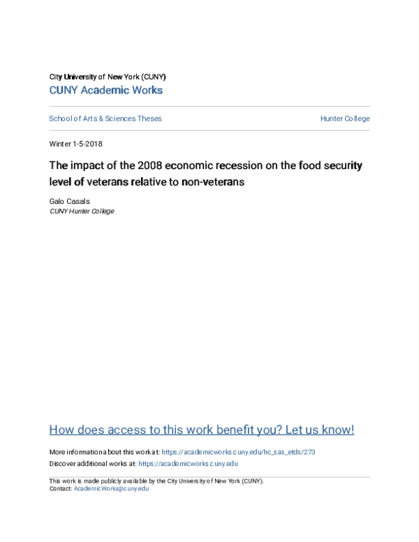 (PDF) The impact of the 2008 economic recession on the food security ...