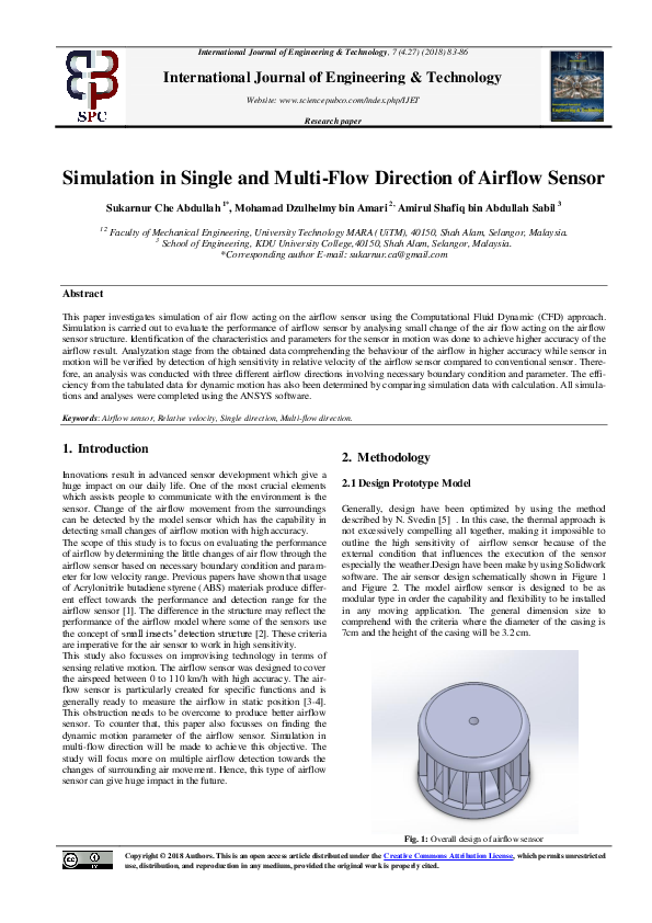(PDF) Simulation in Single and Multi-Flow Direction of Airflow Sensor
