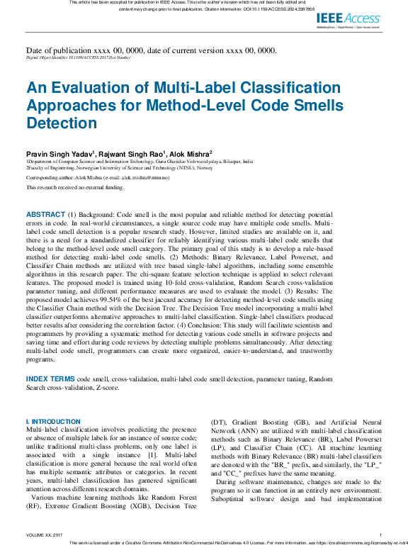 (PDF) An Evaluation of Multi-Label Classification Approaches for Method ...