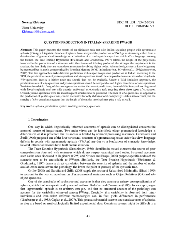 (PDF) Question Production in Italian-Speaking Pwagr