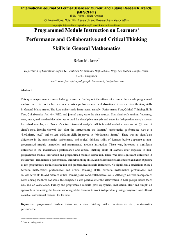 (PDF) Programmed Module Instruction on Learners’ Performance and ...