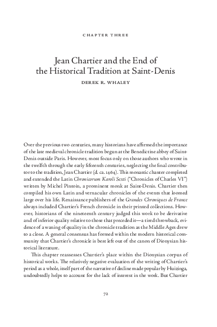 (PDF) Jean Chartier and the End of the Historical Tradition at Saint-Denis