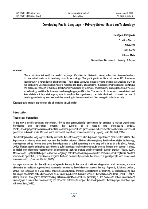 (PDF) Developing Pupils Language in Primary School Based on Technology
