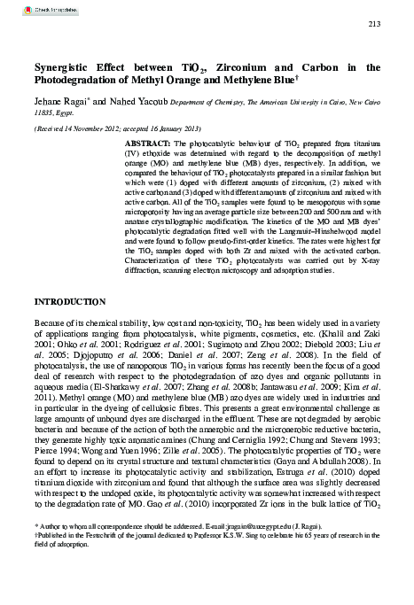 (PDF) Synergistic Effect between TiO2, Zirconium and Carbon in the ...