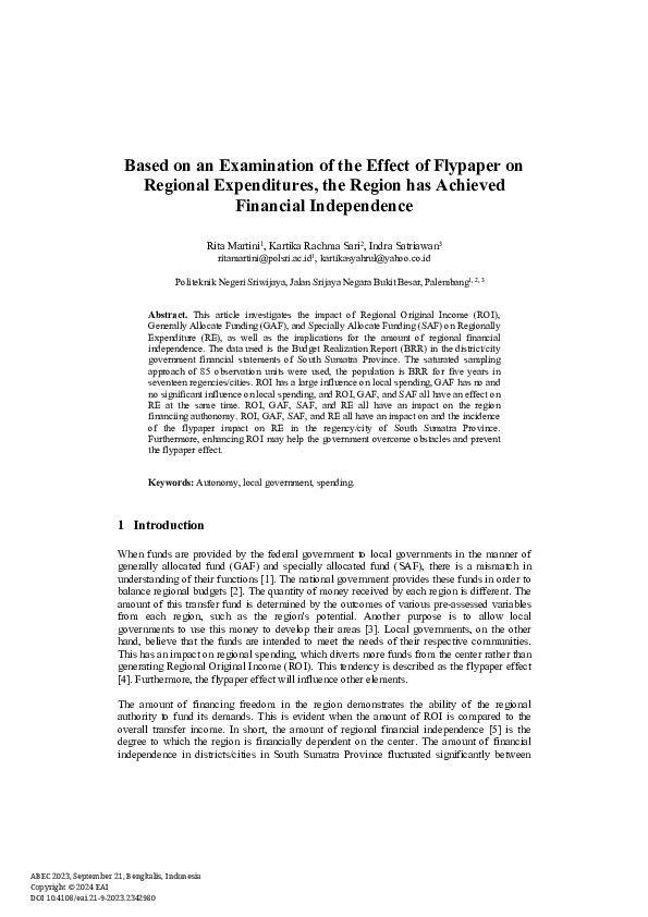 (PDF) Based on an Examination of the Effect of Flypaper on Regional ...