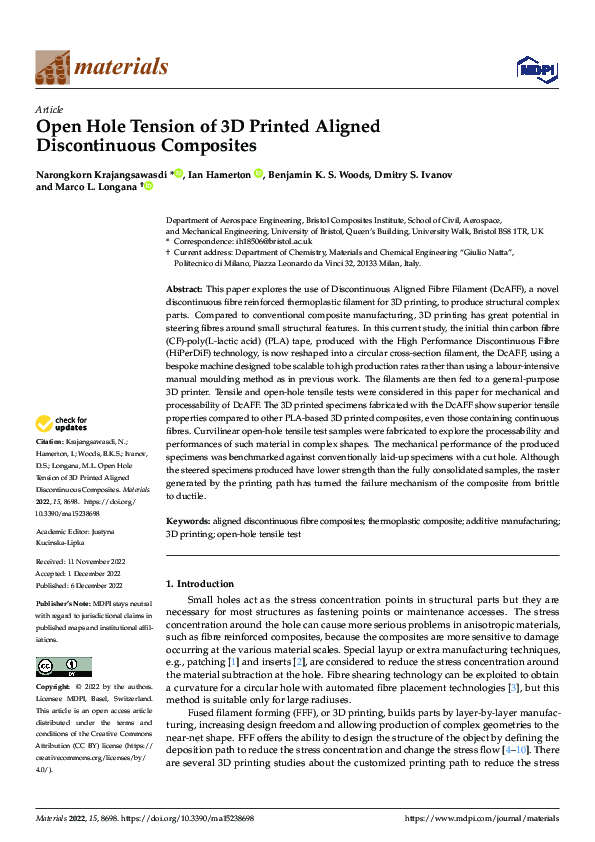 (PDF) Open Hole Tension of 3D Printed Aligned Discontinuous Composites