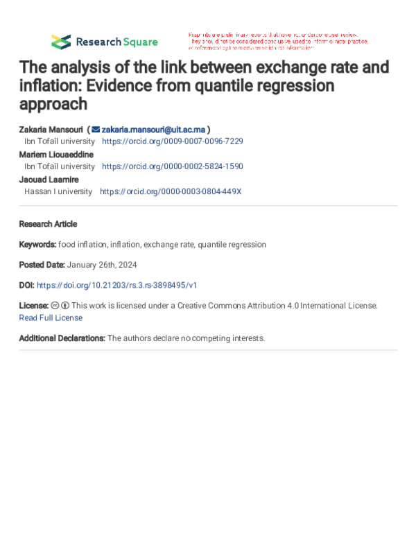 (PDF) The analysis of the link between exchange rate and inflation ...