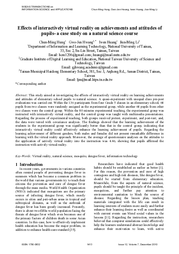 (PDF) Effects of interactively virtual reality on achievements and ...