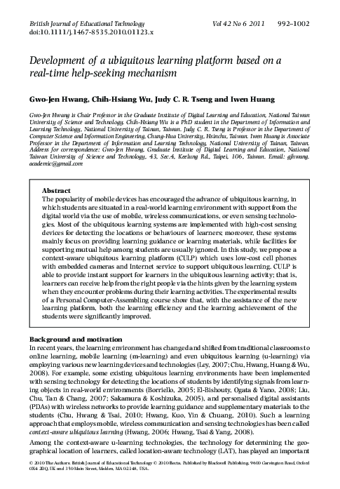 (PDF) Development of a ubiquitous learning platform based on a real ...