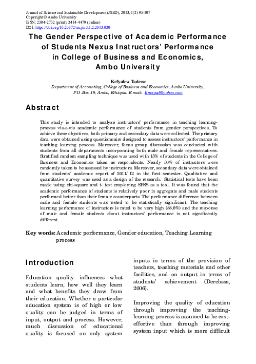 (PDF) The Gender Perspective of Academic Performance of Students Nexus ...