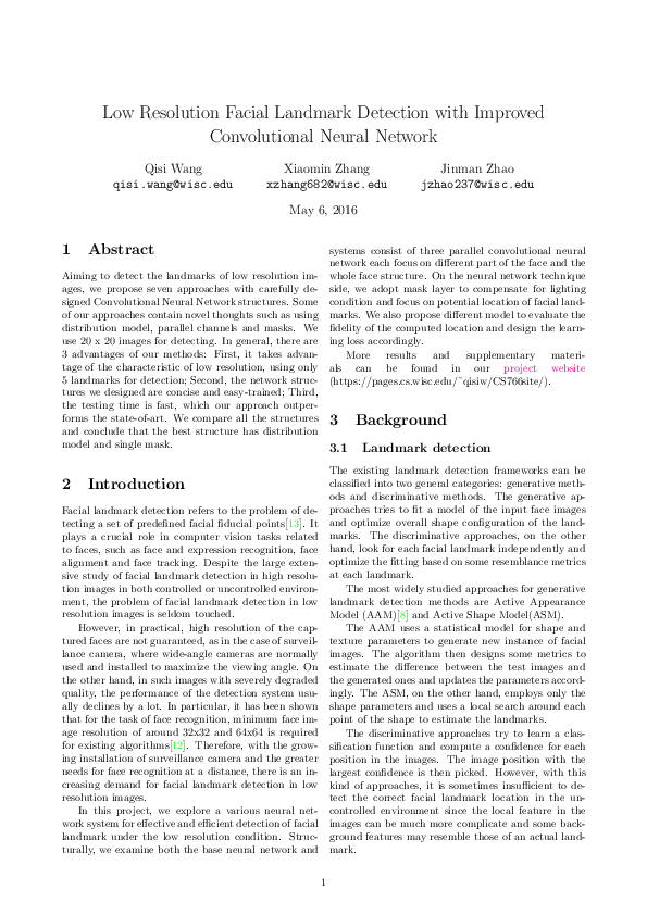 (PDF) Low Resolution Facial Landmark Detection with Improved ...