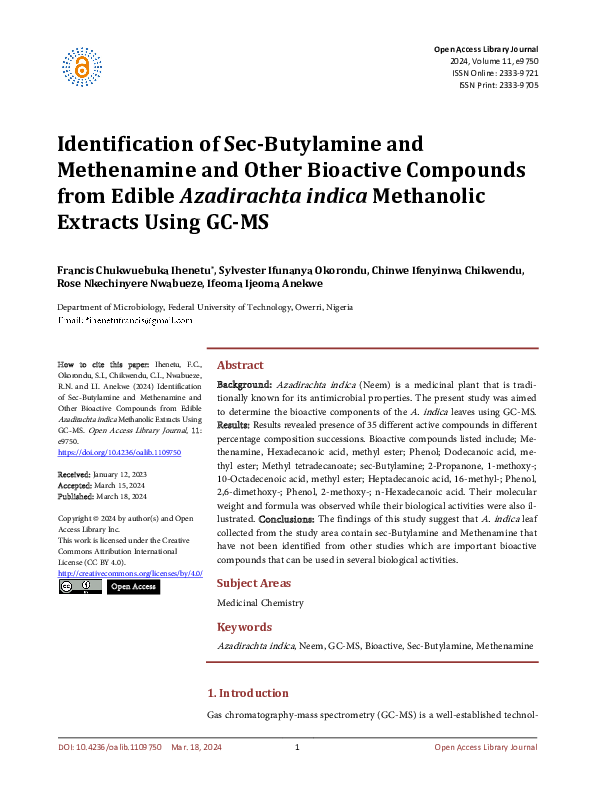 (PDF) Identification of Sec-Butylamine and Methenamine and Other ...