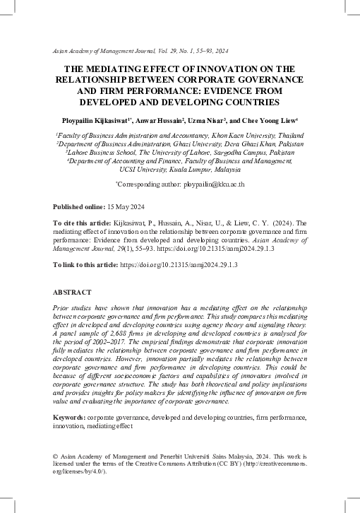 (PDF) The Mediating Effect of Innovation on theRelationship Between ...