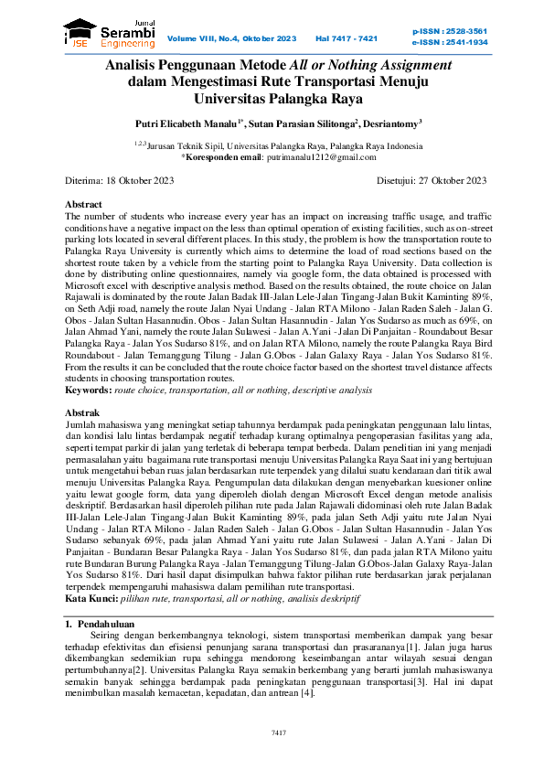 (PDF) Analisis Penggunaan Metode All or Nothing Assignment dalam ...