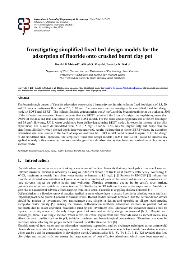 (PDF) Investigating simplified fixed bed design models for the ...