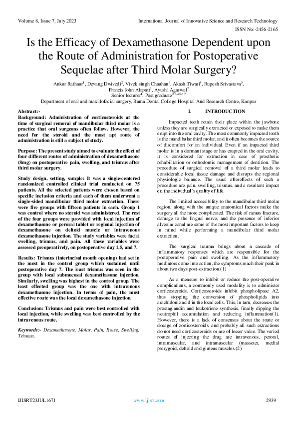 (PDF) Is the Efficacy of Dexamethasone Dependent upon the Route of ...