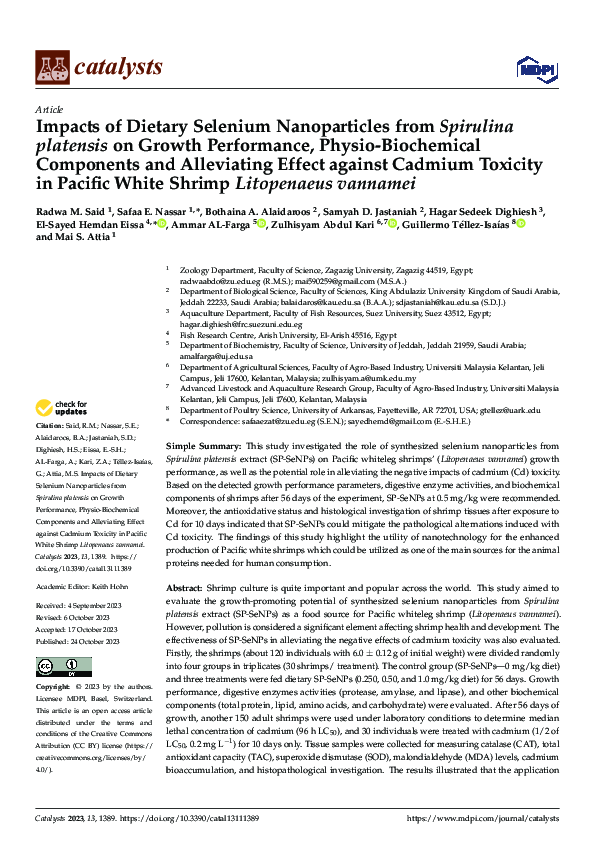 (PDF) Impacts of Dietary Selenium Nanoparticles from Spirulina ...