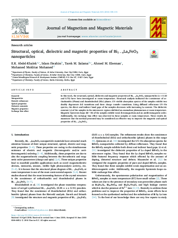 (PDF) Structural, Optical, Dielectric and Magnetic Properties of Cu ...