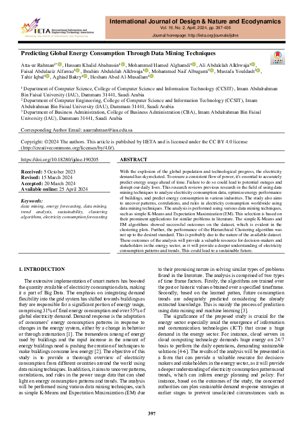 (PDF) Predicting Global Energy Consumption Through Data Mining Techniques