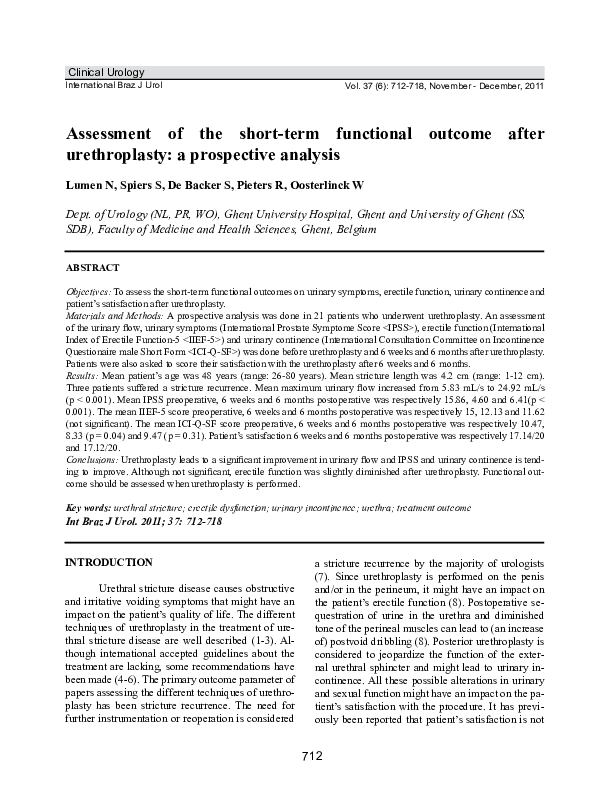 (PDF) Assessment of the short-term functional outcome after ...