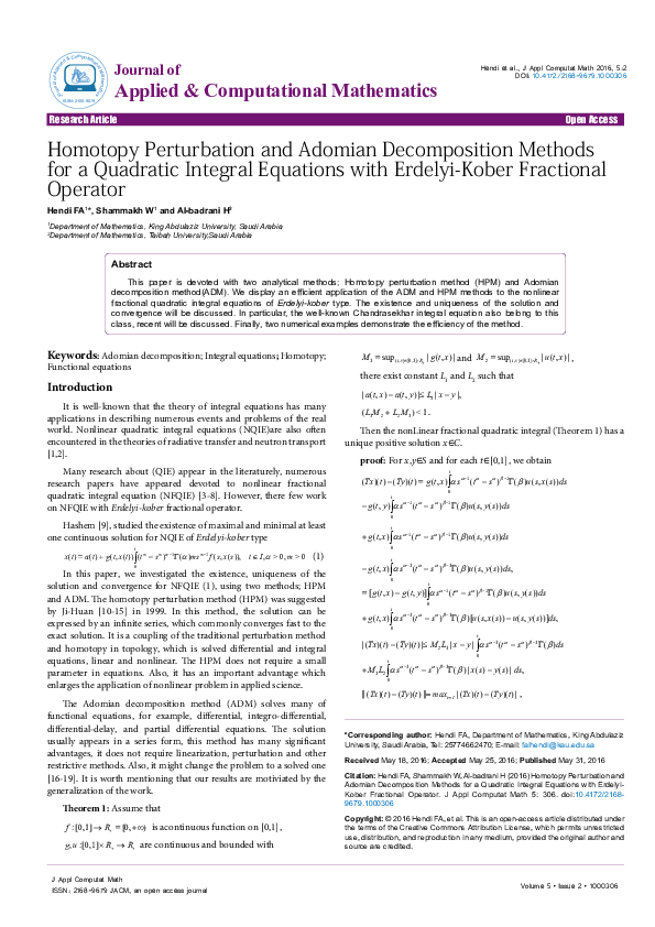 (PDF) Homotopy Perturbation and Adomian Decomposition Methods for a ...