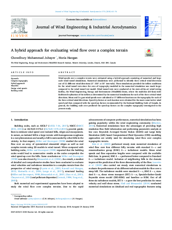 (PDF) A hybrid approach for evaluating wind flow over a complex terrain
