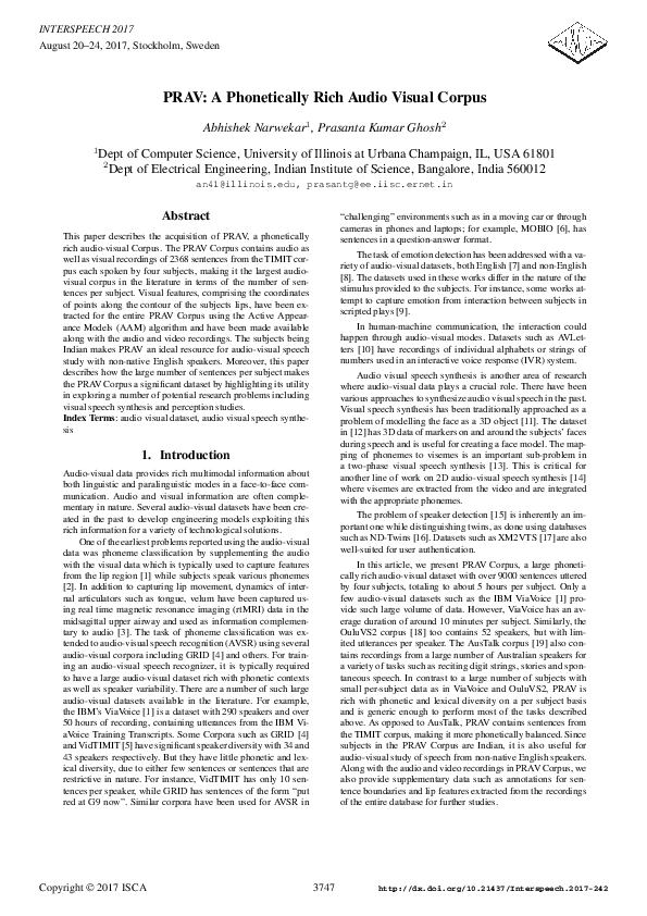 (PDF) PRAV: A Phonetically Rich Audio Visual Corpus