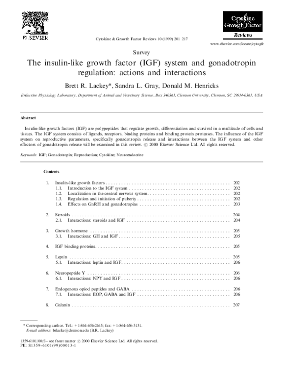 (PDF) The insulin-like growth factor (IGF) system and gonadotropin ...