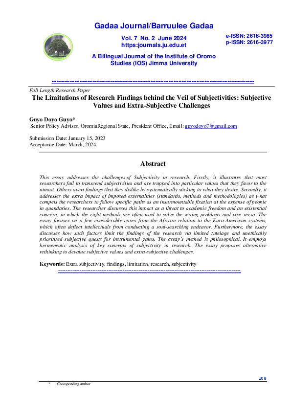 (PDF) The Limitations of Research Findings behind the Veil of ...