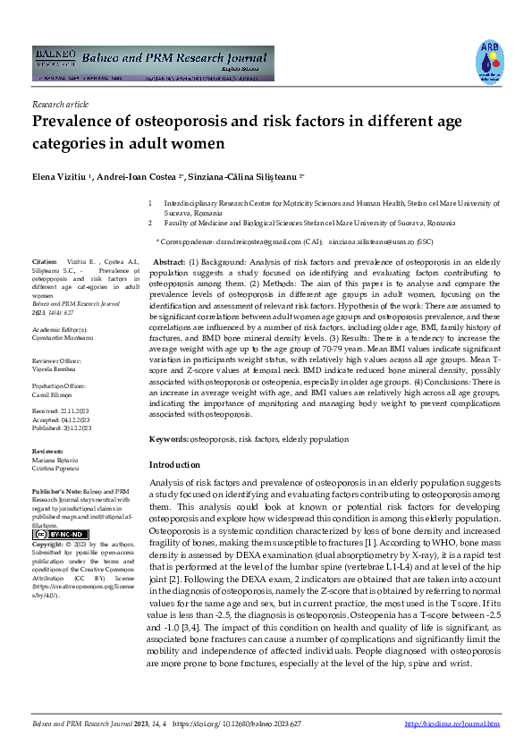 (PDF) Prevalence of osteoporosis and risk factors in different age ...
