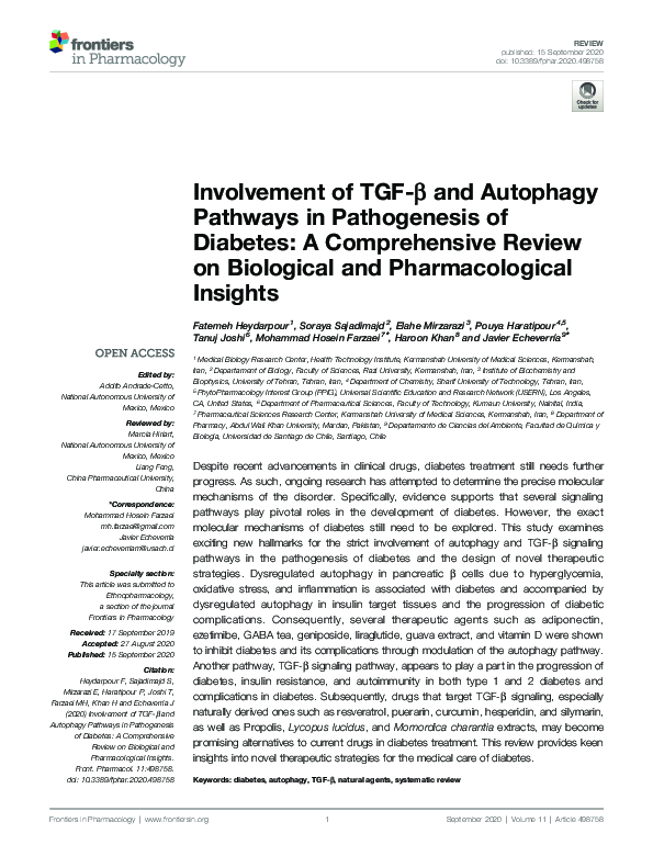 (PDF) Involvement of TGF-β and Autophagy Pathways in Pathogenesis of ...