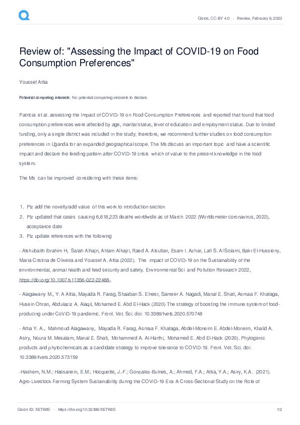 (PDF) Review of: "Assessing the Impact of COVID-19 on Food Consumption ...