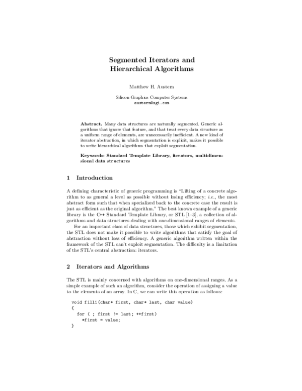 (PDF) Segmented Iterators and Hierarchical Algorithms