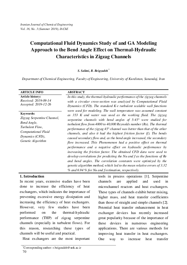 (PDF) Computational fluid dynamics study and GA modeling approach of ...