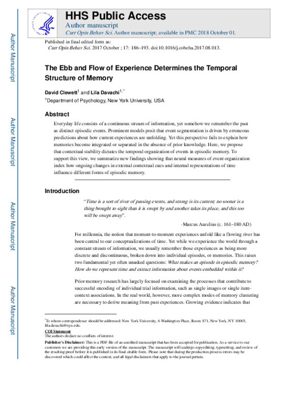 (PDF) The ebb and flow of experience determines the temporal structure ...