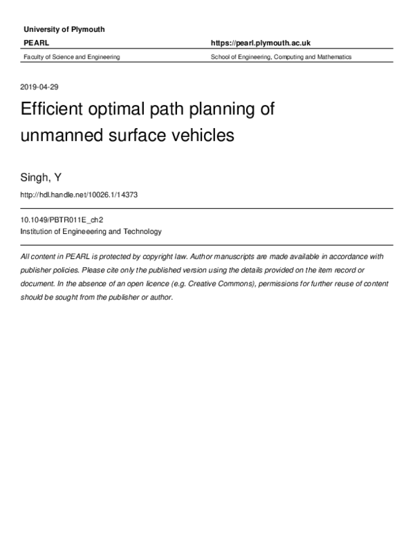 (PDF) Efficient optimal path planning of unmanned surface vehicles