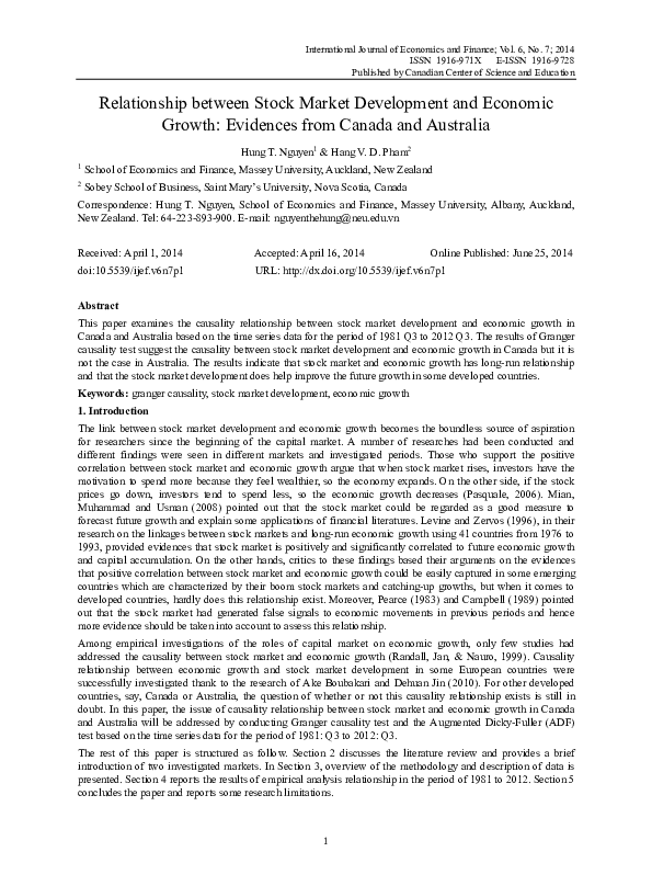 (PDF) The relationship between stock market development and economic ...