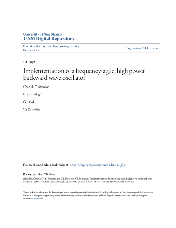 (PDF) Implementation of a frequency-agile, high power backward wave ...