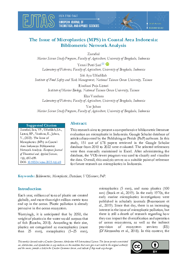 (PDF) The Issue of Microplastics (MPS) in Coastal Area Indonesia ...
