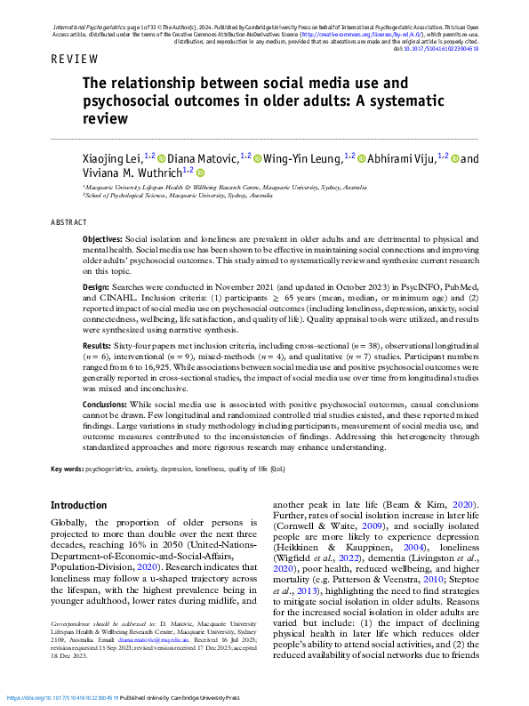 (PDF) The relationship between social media use and psychosocial ...